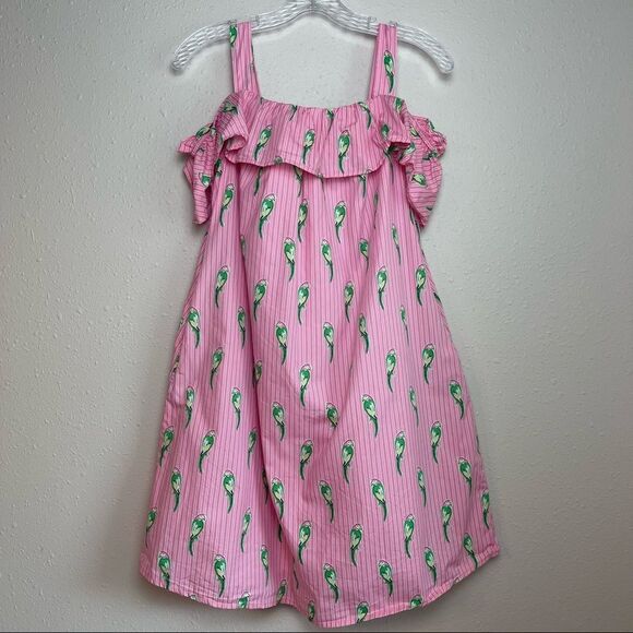 Crown & Ivy Tropical Parrot Bird Button Back Lined Dress Size Small - Picture 2 of 7